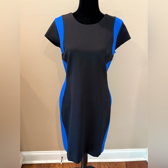 NWT Women’s DIANE VON FURSTENBERG Black/blue Blue Diamond Autumn dress- Size 12 - Picture 2 of 10
